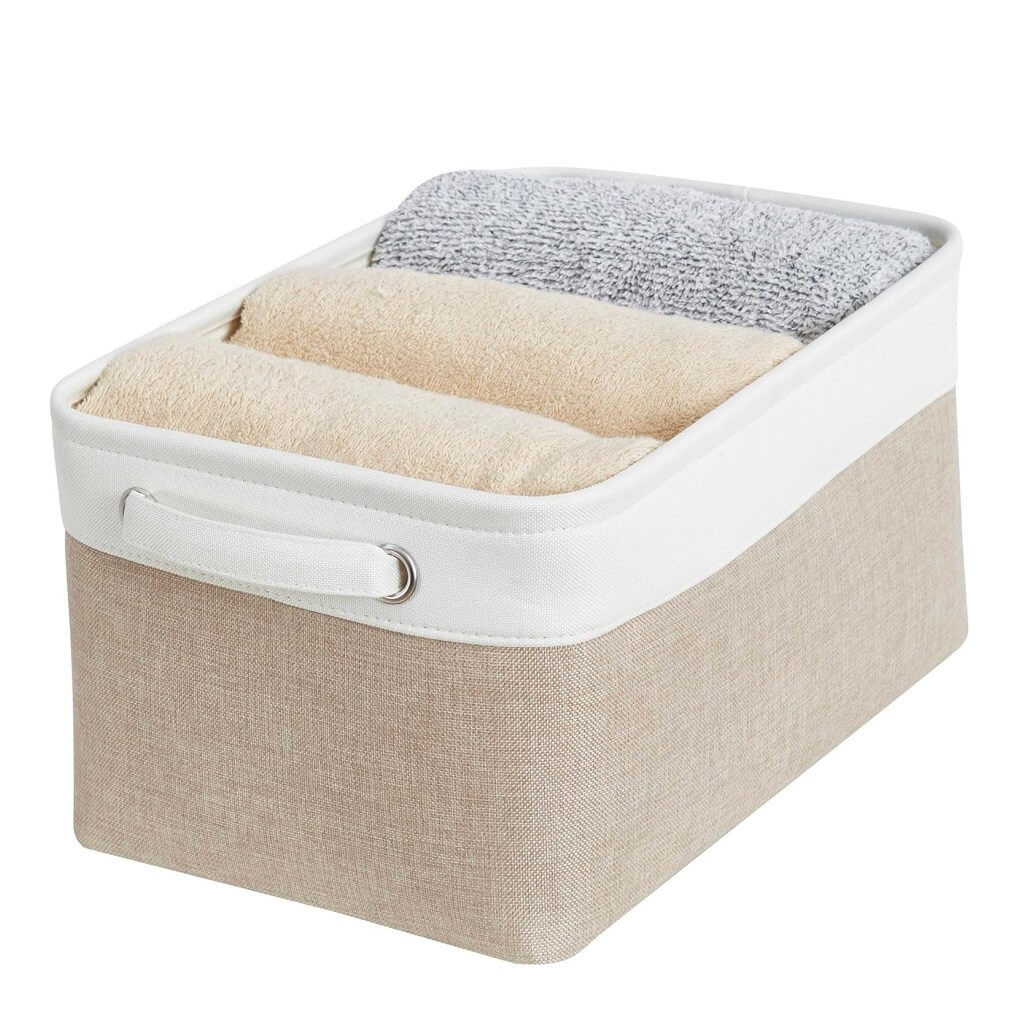 Canvas Storage Box Set | Linen & Cotton | Set of 3 | Grey White
