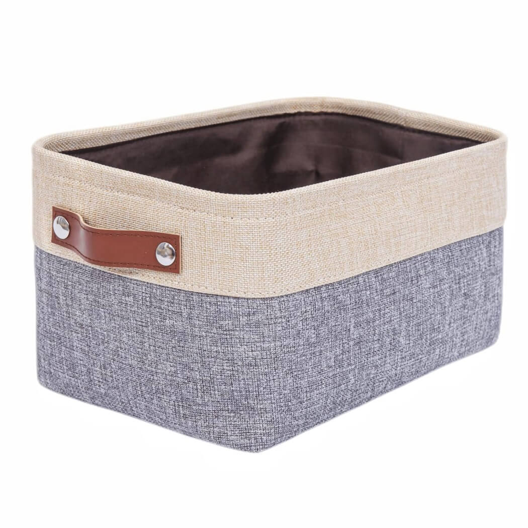Canvas Storage Baskets | Grey & Beige | Set of 2