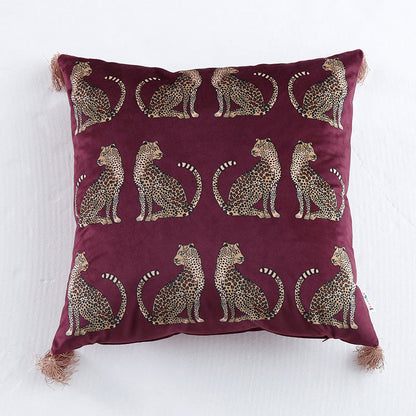 Leopard Print Suede Pillowcase | Tassel Design | 2 Sizes