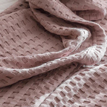 Solid Color Waffle Cotton Reversible Quilt | 100% Organic Cotton | Full/Queen Size