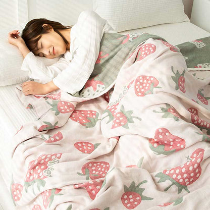 Strawberry Quilt | 100% Organic Cotton | Reversible, Full/Queen Size