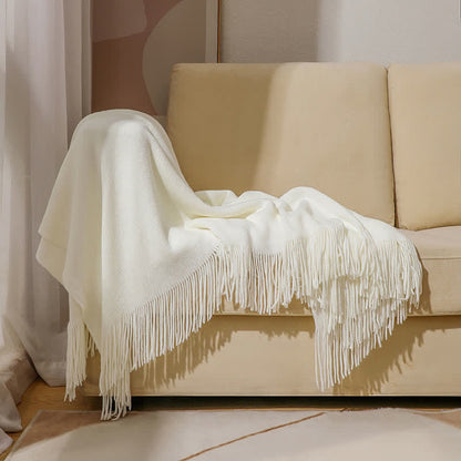 Tassel Throw Blanket | Soft Acrylic Fabric | 50" x 70" or 51" x 94"