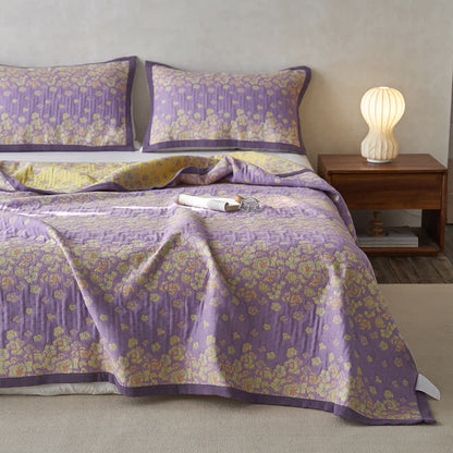 Rustic Floral Quilt | 100% Organic Cotton | Purple | Full/Queen/King Options