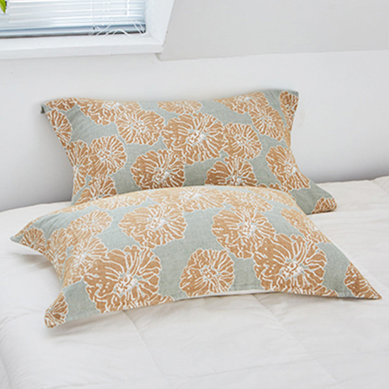 Decorative Cotton Pillow Towels | Flower Print | Set of 2