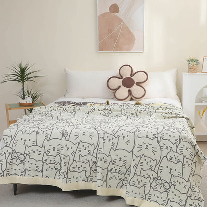 Cat Cotton Gauze Quilt | Hypoallergenic & Eco-Friendly | Full/Queen Size