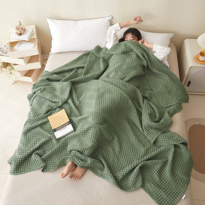 Organic Cotton Waffle Quilt | Eco-Friendly & Moisture Absorbent | Full/Queen Size