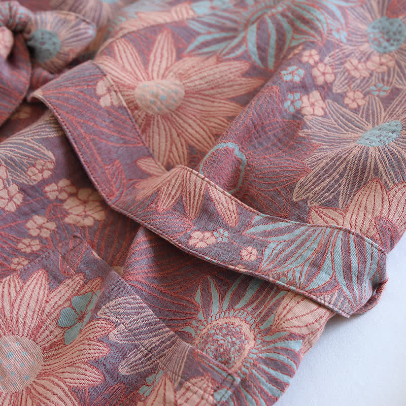 Floral Cotton Bathrobe | Loose-Fit Design | Comfortable Home Wear
