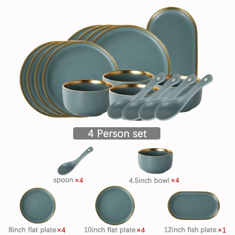 Dinnerware Set | Porcelain | Grey Green