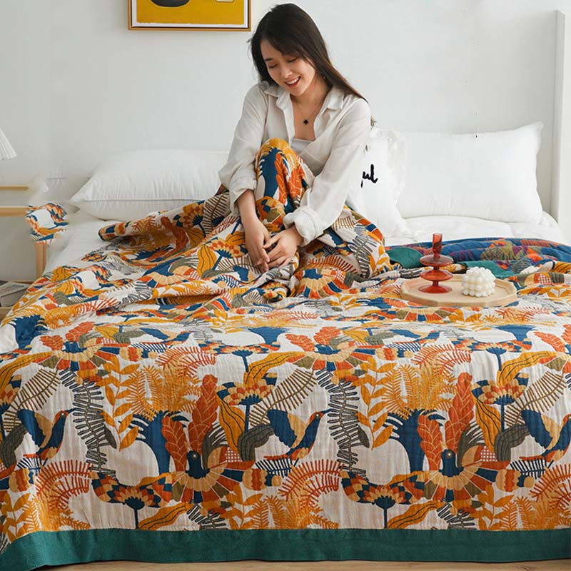 Reversible Cotton Quilt | Floral Design | Full, Queen, King Sizes