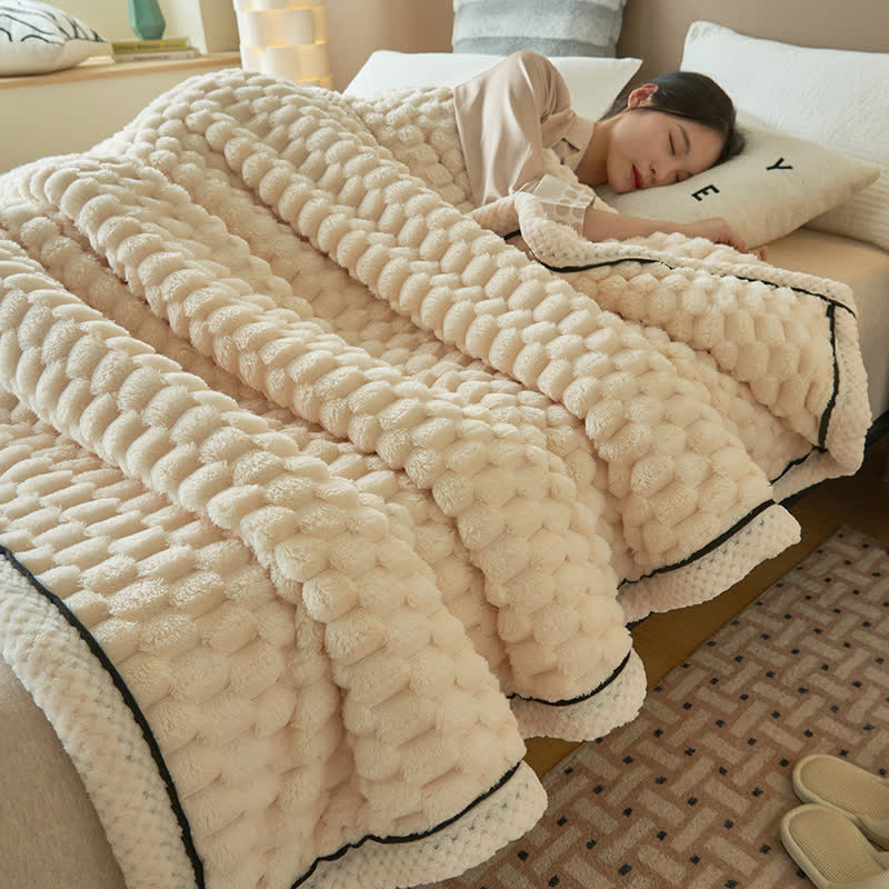 Thick Coral Fleece Throw Blanket | Reversible Polyester | Full/Queen Size