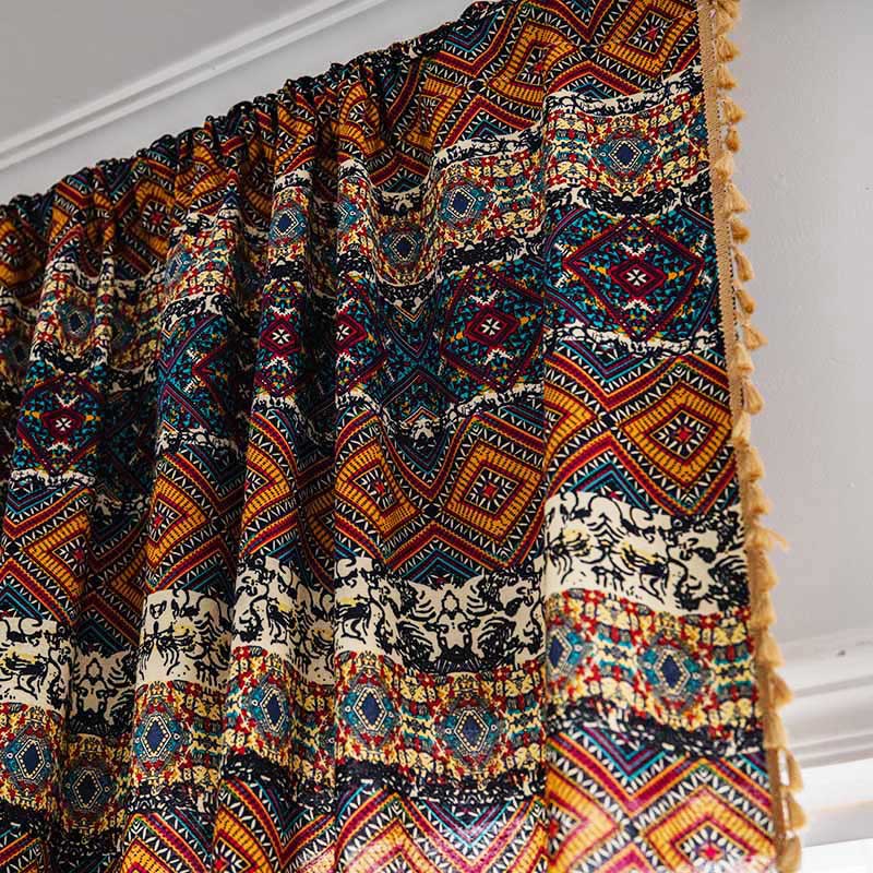 Boho Semi-Blackout Curtains | Cotton Blend Fabric | Colorful Drapes