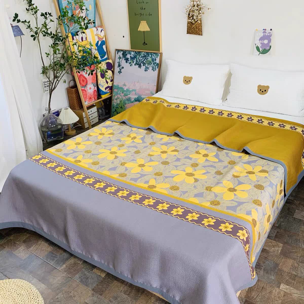 Cotton Gauze Quilt | Floral Pattern | Queen Size