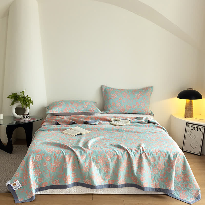 Cotton Gauze Summer Quilt | 100% Organic Cotton | Queen Size with Optional Pillowcases
