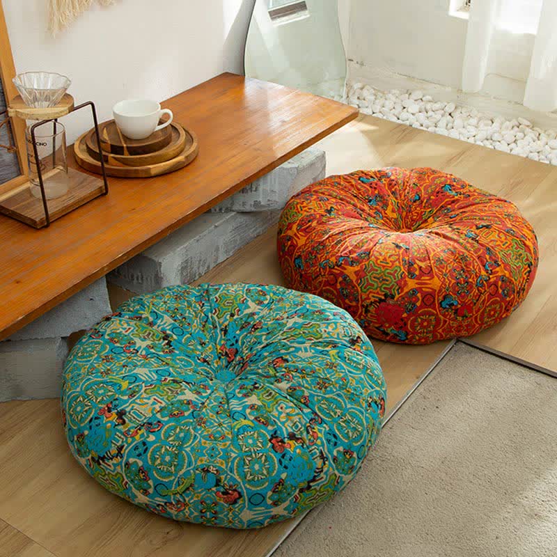 Bohemian Floor Cushion | Cotton & Polypropylene | Square 16" or Round 21"