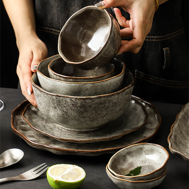 Oma Stoneware Dinnerware Set | Glossy Glaze | 4, 6, or 8 Person Options
