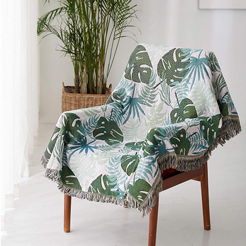 Palm Pattern Sofa Cover | Double-Sided Design | Multiple Sizes Available