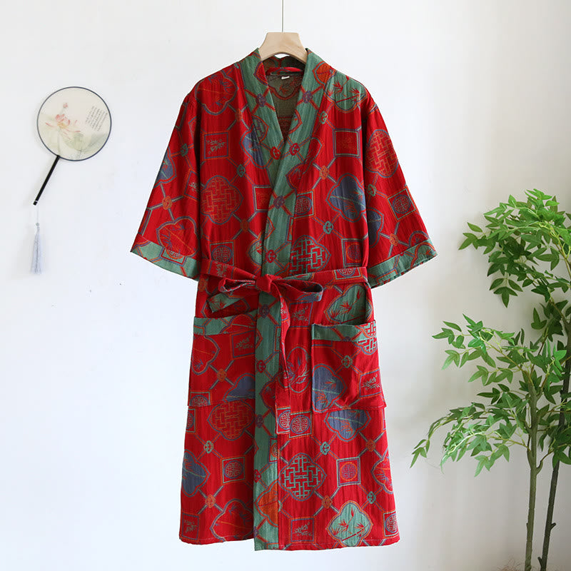 Cotton Bathrobe | Retro Design | Elegant Loose Fit