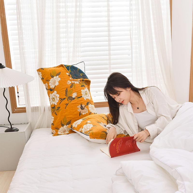 Cotton Pillow Towel Set | Breathable Yellow Gauze | 2 Pieces