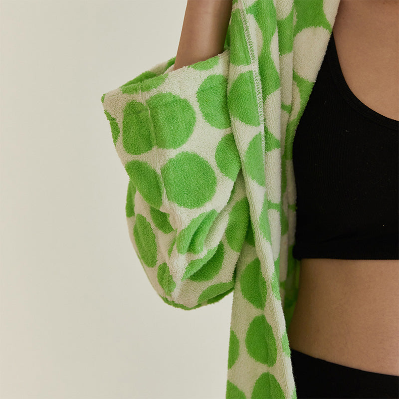 Hooded Bathrobe | Soft Cotton | Polka Dots Design