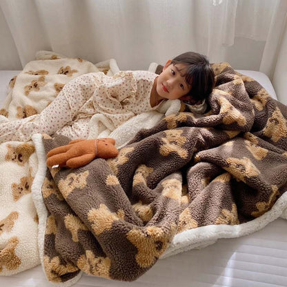 Reversible Throw Blanket | Soft Polyester | Cute Bear Design