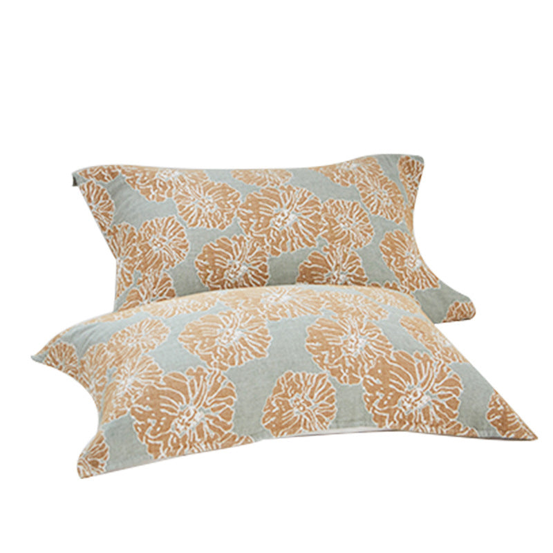 Decorative Cotton Pillow Towels | Flower Print | Set of 2