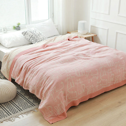 Cat Print Cotton Quilt | Reversible Design | Full/Queen Size