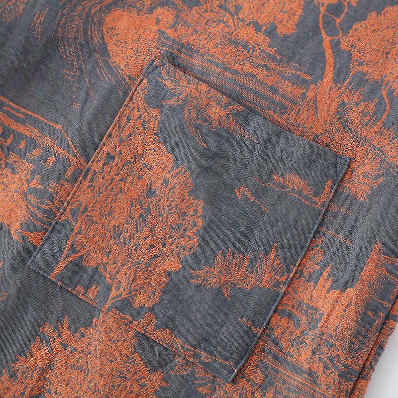 Natural Tree Print Bathrobe | Lightweight Pure Cotton | Unisex Design
