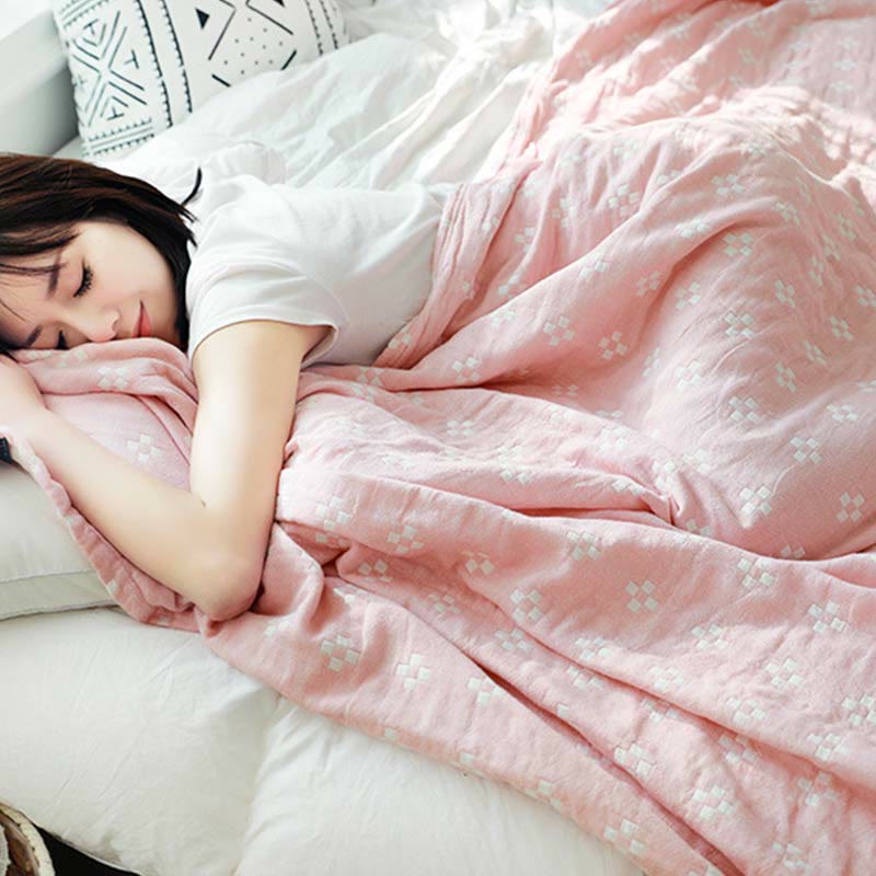 Mini White Plaid Quilt | 100% Organic Cotton | Lightweight Summer Bedding