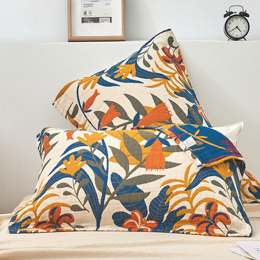 Cotton Pillow Towel | Soft Flower Print | Set of 2