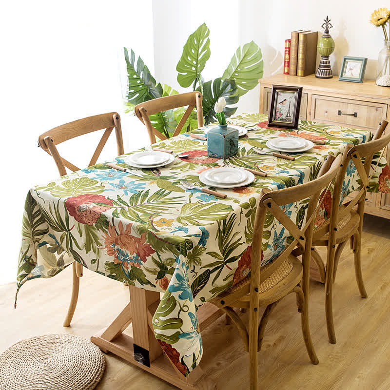 Tropical Monstera Tablecloth | Pure Cotton | Multiple Sizes Available