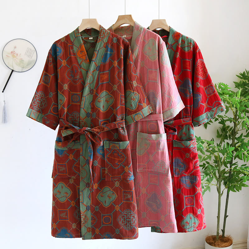 Cotton Bathrobe | Retro Design | Elegant Loose Fit