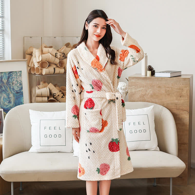 Fruit Print Bathrobe | Soft Polyester | Breathable & Comfortable
