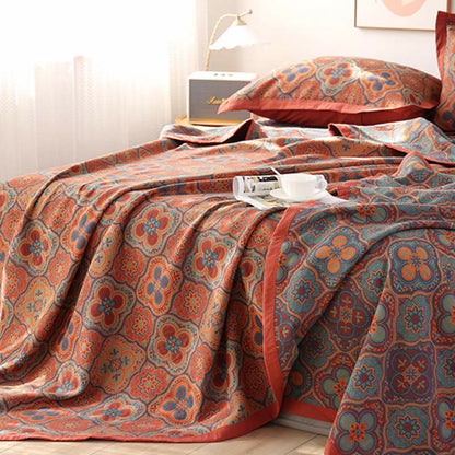 Cotton Quilt | Reversible Embroidered Petal Flower Pattern | Full, Queen, King Sizes