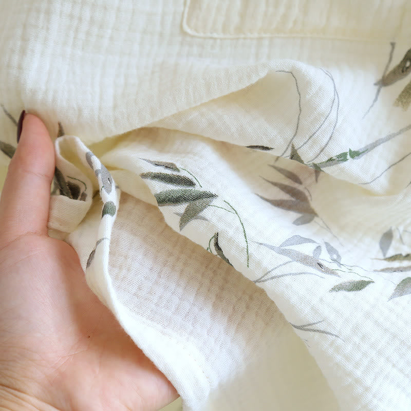 Cotton Bathrobe | Bamboo Print | Lightweight Comfort