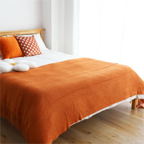 Knit Tassel Blanket | Soft Acrylic Fiber | Solid Color