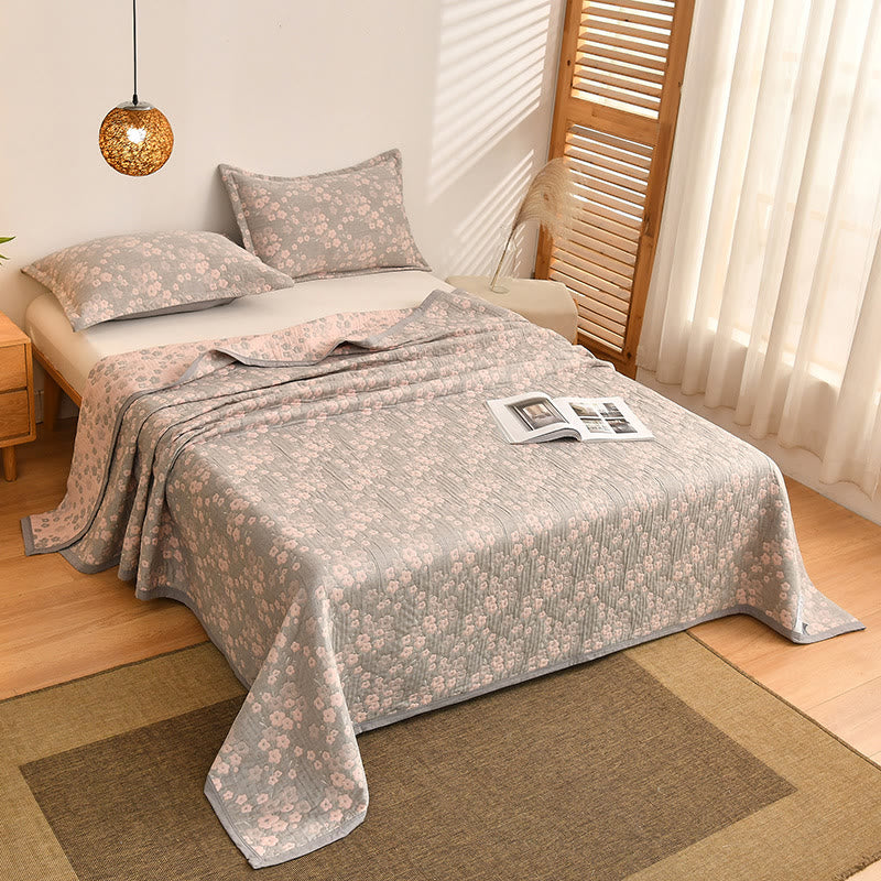Cherry Blossom Pattern Quilt | 100% Organic Cotton | Full/Queen/King Sizes