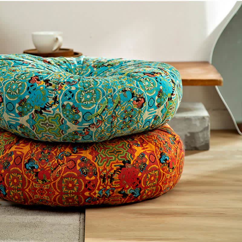 Bohemian Floor Cushion | Cotton & Polypropylene | Square 16" or Round 21"