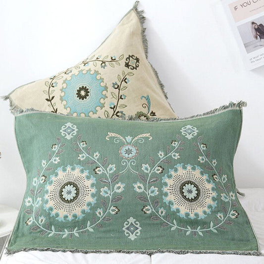 Cotton Pillow Towels | Retro Flower Owl Pattern | Set of 2
