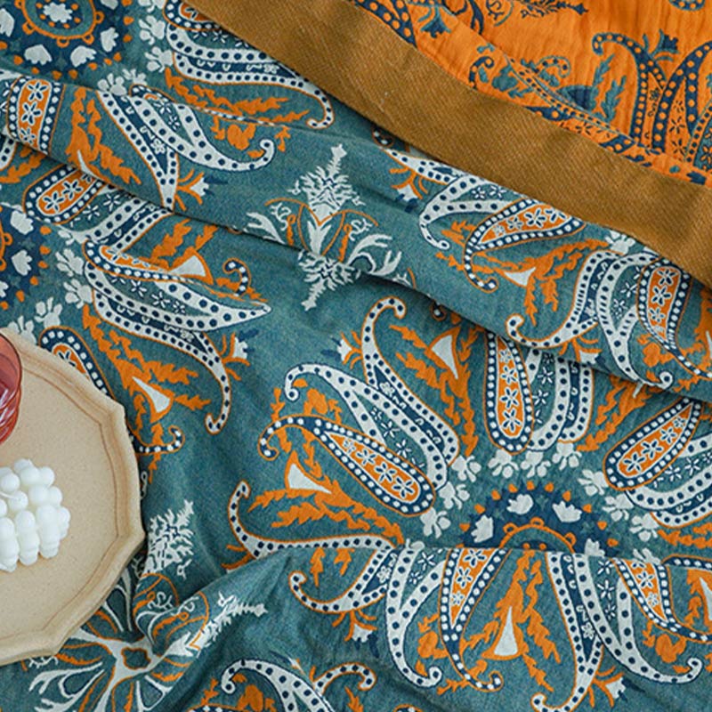 Floral Cotton Quilt | Organic Cotton | Dark Cyan
