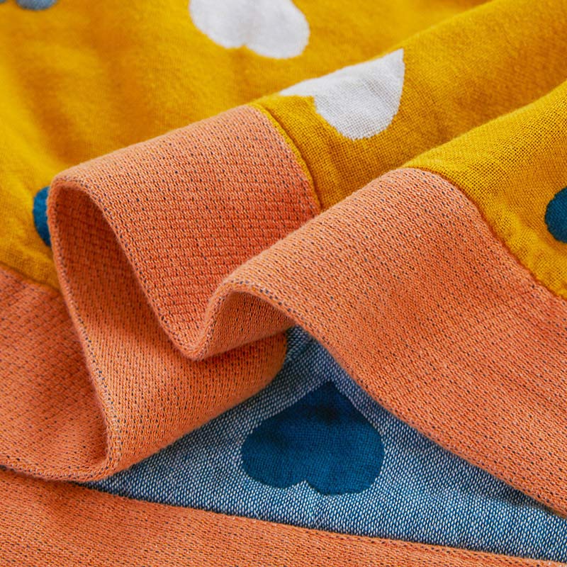 Reversible Quilt | 100% Organic Cotton | Full/Queen Size | Colorful Hearts