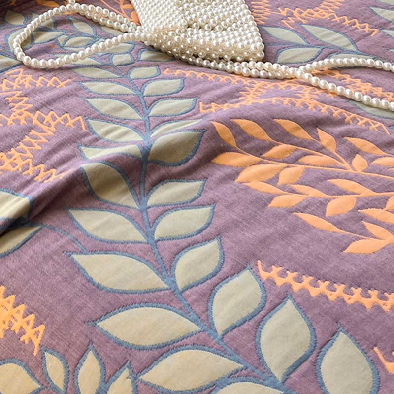 Leaf Quilt Set | 100% Combed Cotton | King Size with 2 Pillowcases