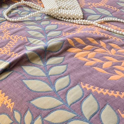Leaf Quilt Set | 100% Combed Cotton | King Size with 2 Pillowcases