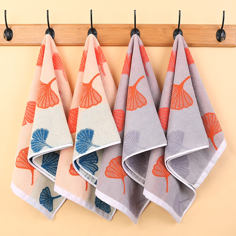 Pure Cotton Towel | Ginkgo Leaf Design | 35cm x 75cm