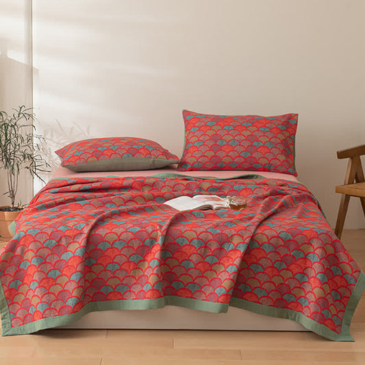 Reversible Fish Scales Quilt | 100% Organic Cotton | Full/Queen/King Sizes