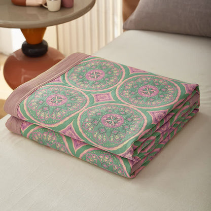 Boho Mandala Quilt | 100% Organic Cotton | Reversible Design, Full/Queen/King Sizes