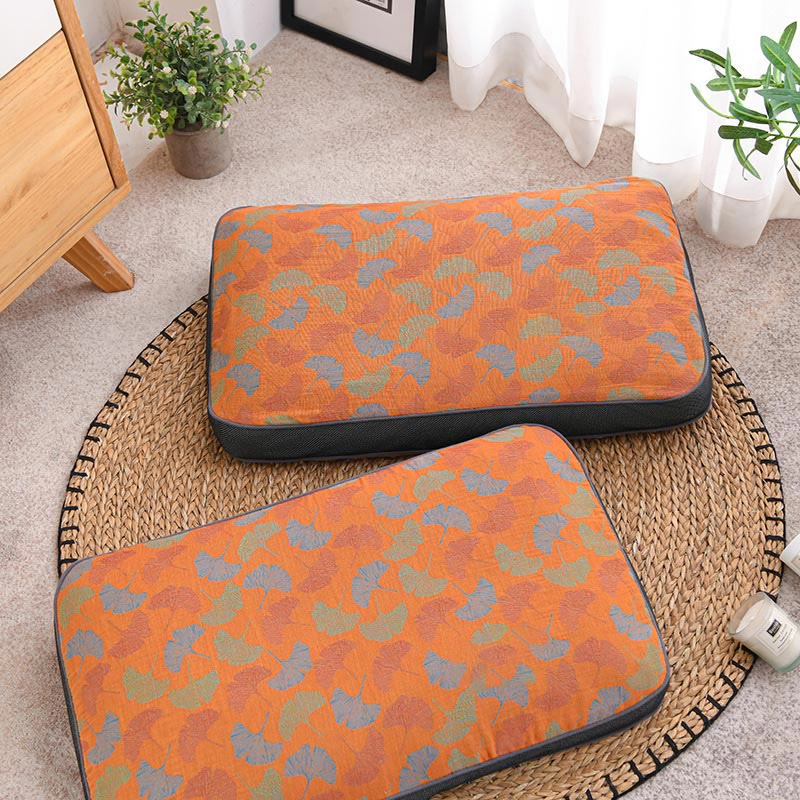 Buckwheat Pillow | Eco-Friendly Cotton Ginkgo Leaf Case | Small 14" x 21"