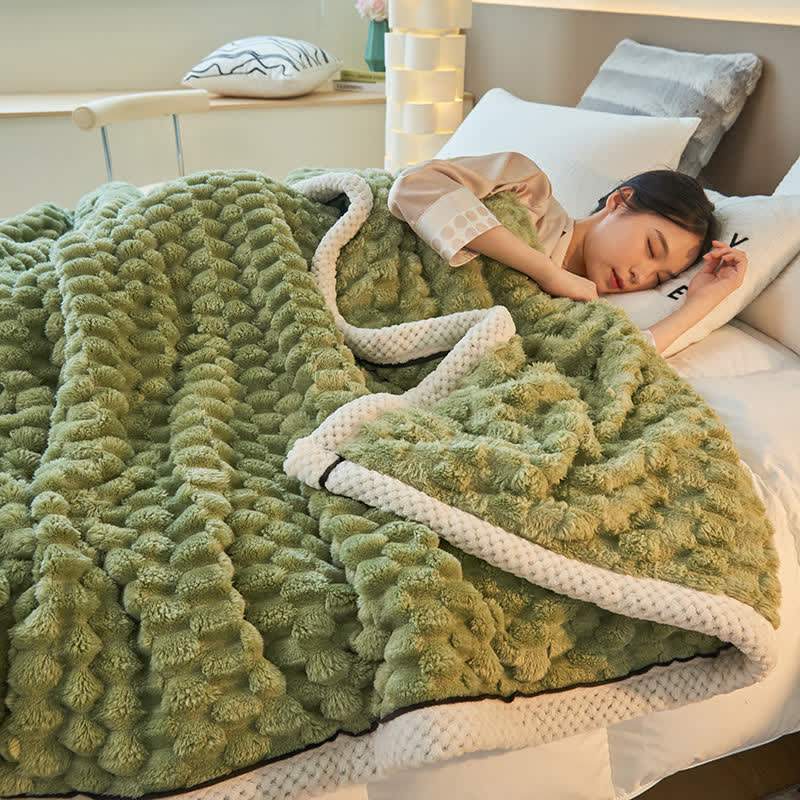 Thick Coral Fleece Throw Blanket | Reversible Polyester | Full/Queen Size