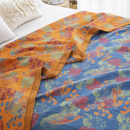 Three Layers Cotton Gauze Quilt | Organic Cotton | Rustic Leaf Design