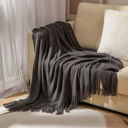 Tassel Throw Blanket | Soft Acrylic Fabric | 50" x 70" or 51" x 94"