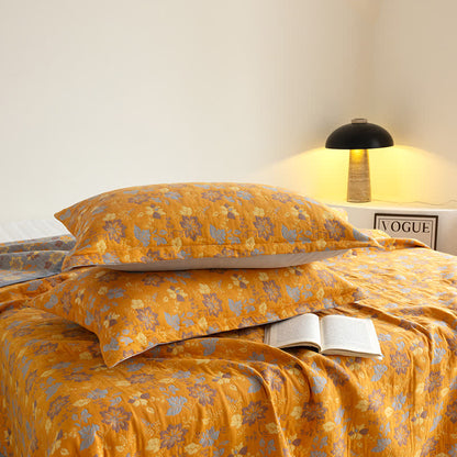 Gauze Floral Quilt Set | 100% Organic Cotton | Queen Size with 2 Pillowcases